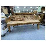 Wood Carved Bench 50"L - As Is