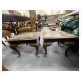 Pair Wood Side Tables 18"L x 18"W x 15"H