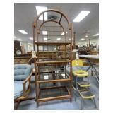 4-Tiered Wood Shelving Unit w/Glass Shelves