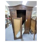 Hand Carved Armoire - Mirrored Door Broken