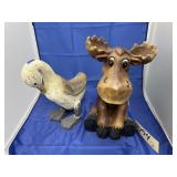 Carved Duck & Moose Figures