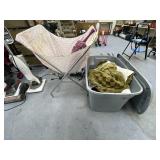 Drapes in Plastic Bin - Metal/Fabric Hamper