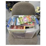 Plastic Bin w/Assorted Books & Bibles