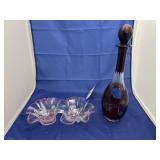 Pink Glass Divided Dish - Red Decanter