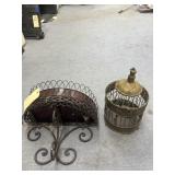 Metal Wall Planter & Decorative Bird Cage