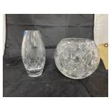 Crystal Vase & Etched Glass Bud Vase