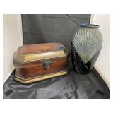 Porcelain Vase & Wood Trinket Box