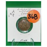 1914-P Lincoln Wheat Cent Fine