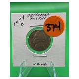 1954-D Jefferson Nickel Very Fine