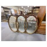 Gold Framed 3-Oval Wall Mirror 61"L x 41"H