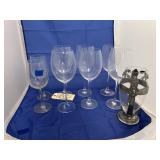 8 Pcs Stemware & Metal Encased Glass Goblet