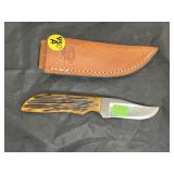 Anza 2-1/2" Fixed Blade Knife in Leather Sheath