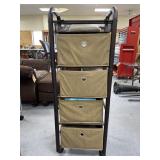 4-Tiered Rolling Metal Shelf w/Cloth Baskets