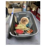 Assorted Kitchen Utensils in Plastic Bin w/Lid