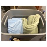 Microfiber Towels  Fleece Blanket in Plastic Bin
