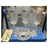 Waterford Crystal Bowl & 3 Pcs Stemware