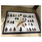 Rock Star & 32 Arrowheads in Display Case