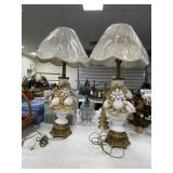 2 - Matching Porcelain Table Lamps w/Shades