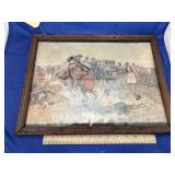 Framed Wild West Print "Bronc to Breakfast"