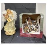 2 pc - Angel Lamp & village collectibles