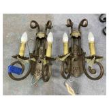 Pair Vintage 17" Art Deco 2-Light Wall Sconces