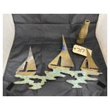 Metal Coca Cola Bottle & Metal Sailboat Dï¿½cor