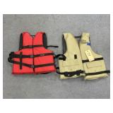 2 - Life Jackets - 40" to 60" Chest & 30" to 52