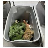 Assorted Holiday Dï¿½cor in Plastic Bin w/Lid