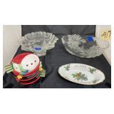 Clear Glass Bowl - Footed Dish - Holiday Tray