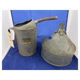 Vintage Galvanized Oil Can & Metal Funnel
