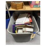 Box of Assorted Crafting Supplies in Plastic Bin