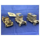 3 - Assorted Die Cast Coin Bank Cars