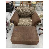 Upholstered Chair w/Matching Ottoman