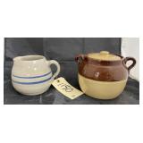 Stoneware Pitcher & Stoneware Canister w/Lid