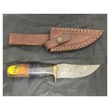 Damascus Steel 4" Fixed Blade Knife