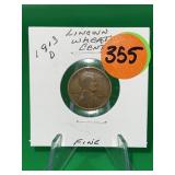 1913-D Lincoln Wheat Cent Fine
