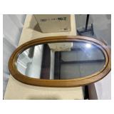 Oval Wood Framed Wall Mirror 35"x19"