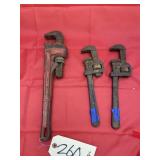 3 - Adjustable Pipe Wrenches - Ridgid & Vintage