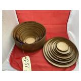 9 Pcs - Nesting Wood Containers w/Lids