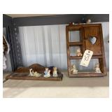 2 Wood Shelves w/Figurines 17" & smaller