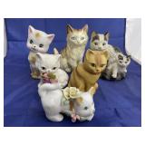 6 - Porcelain Cat Figurines