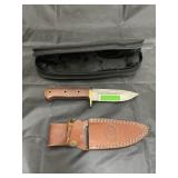 Rocking H 4" Fixed Blade Knife w/Leather Sheath