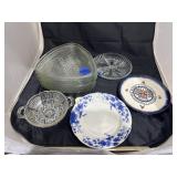 8 Triangle Glass Party Plates - Divided Dish