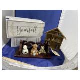 Wood Trinket Shelf w/Contents - Keepsake Boxes