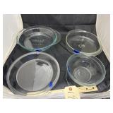 Pyrex Pie Plates & Clear Glass Mixing Bowl