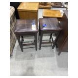 Pair Wood Upholstered Counter Stool