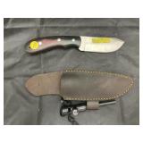 4" Fixed Blade Knife w/Leather Sheath - Compass