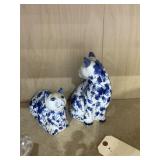 2 - Oriental Porcelain Painted Cat Figures - As Is