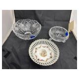 Crystal Bowl - German China Dish - Footed Dish