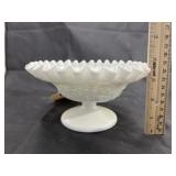 Westmoreland Milk Glass Ruffled Edge Compote